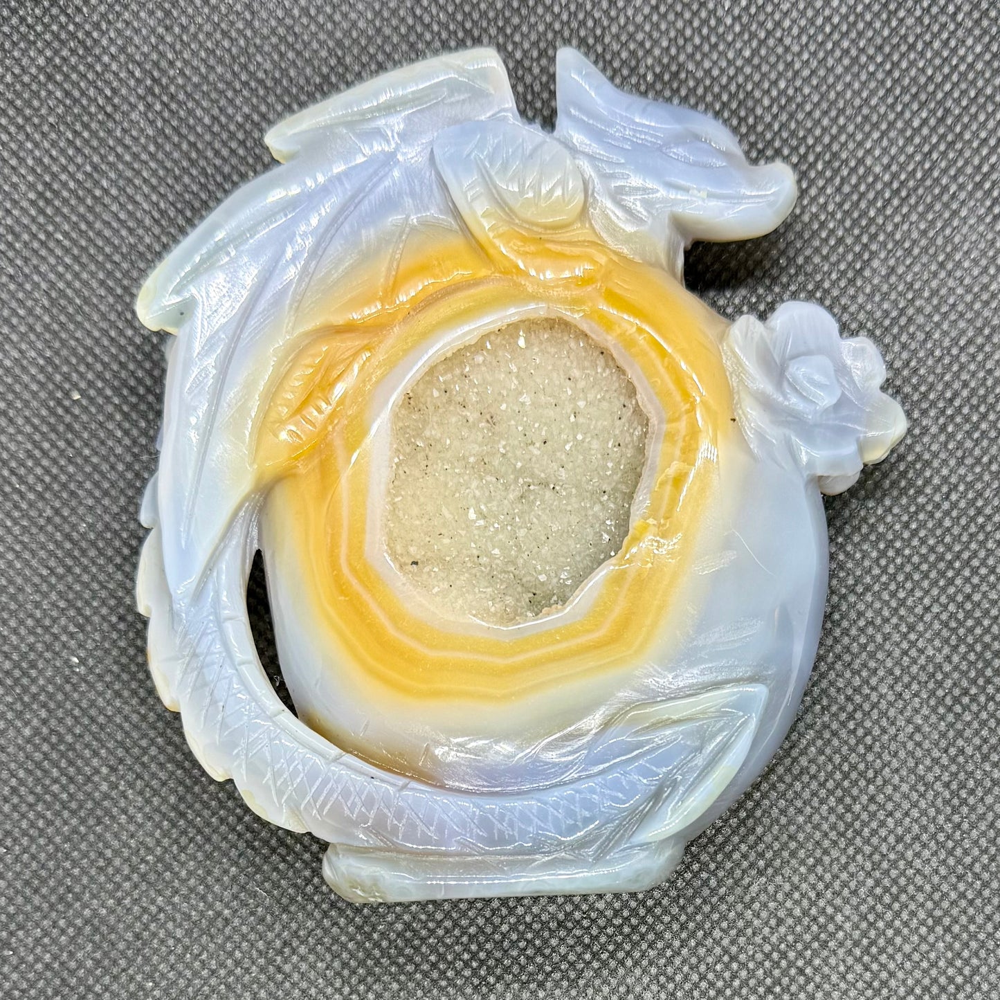 Druzy Agate Dragon Carving