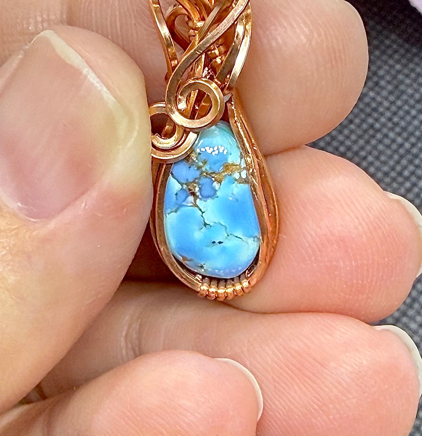 Golden Hills Turquoise Mini Pendant Necklace in Copper Jewelry Gift