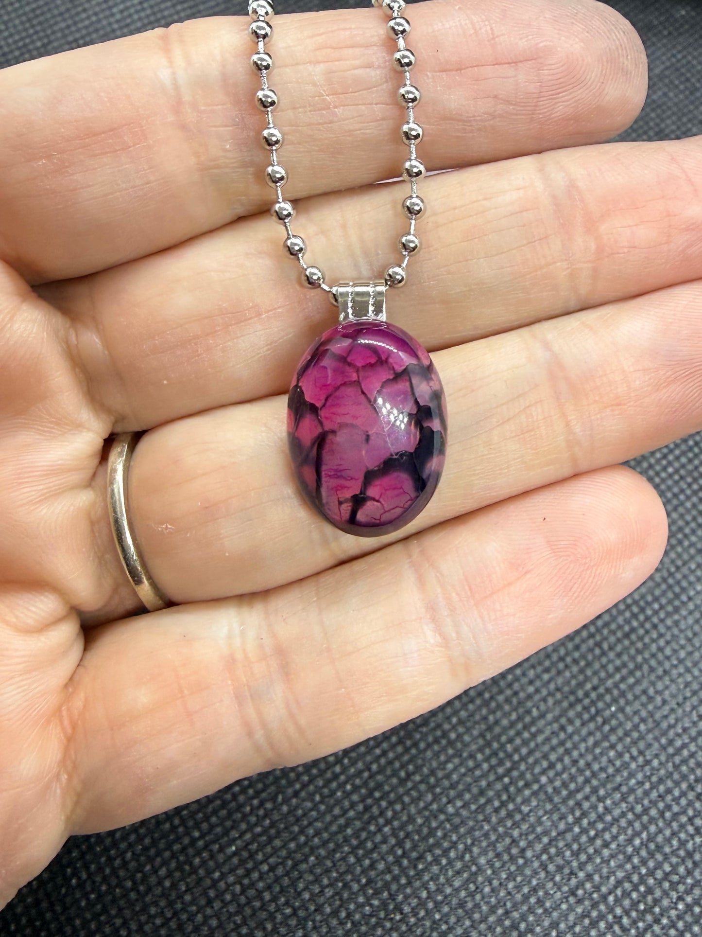 Dyed Agate Necklace on 20in Stainless Chain