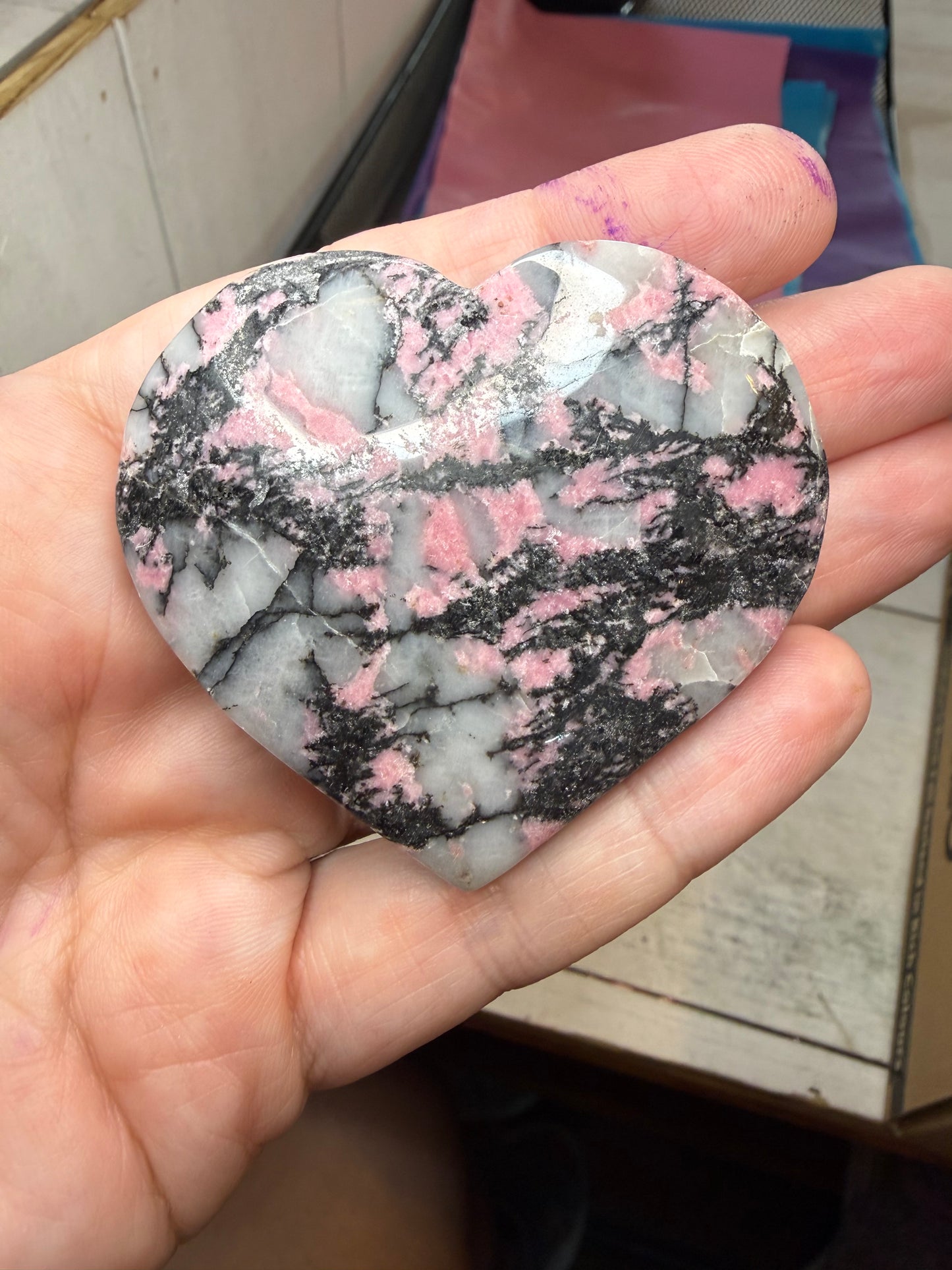 Rhodonite Heart Pink