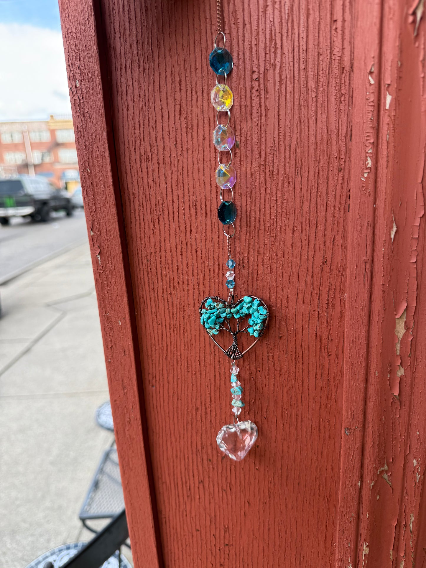 Blue Heart Tree of Life Sun Catcher