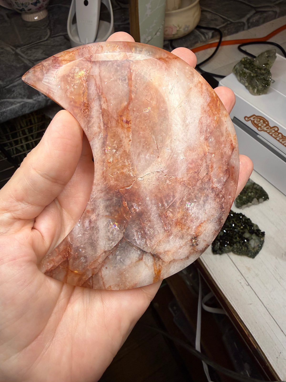 Fire Quartz Crescent Moon Crystals