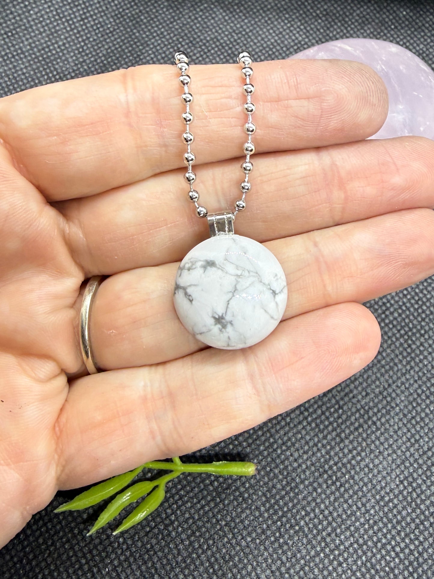 Howlite Necklace on 20in Stainless Chain