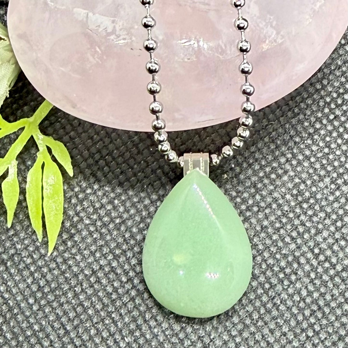 Green Aventurine Necklace on 20in. Stainless Chain
