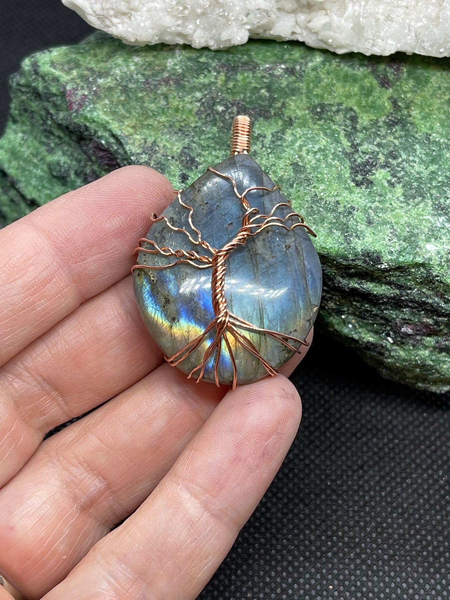 Labradorite Tree of Life Pendant in Copper