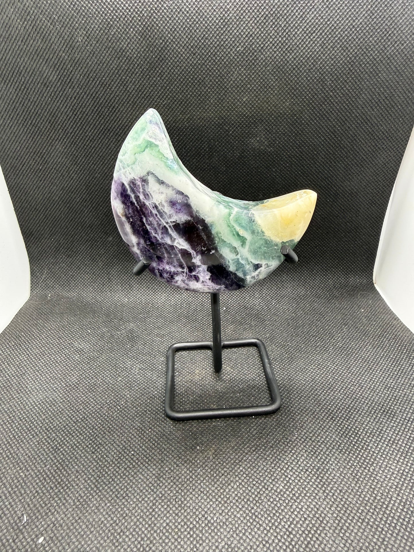 Fluorite Crystal Moon w Stand