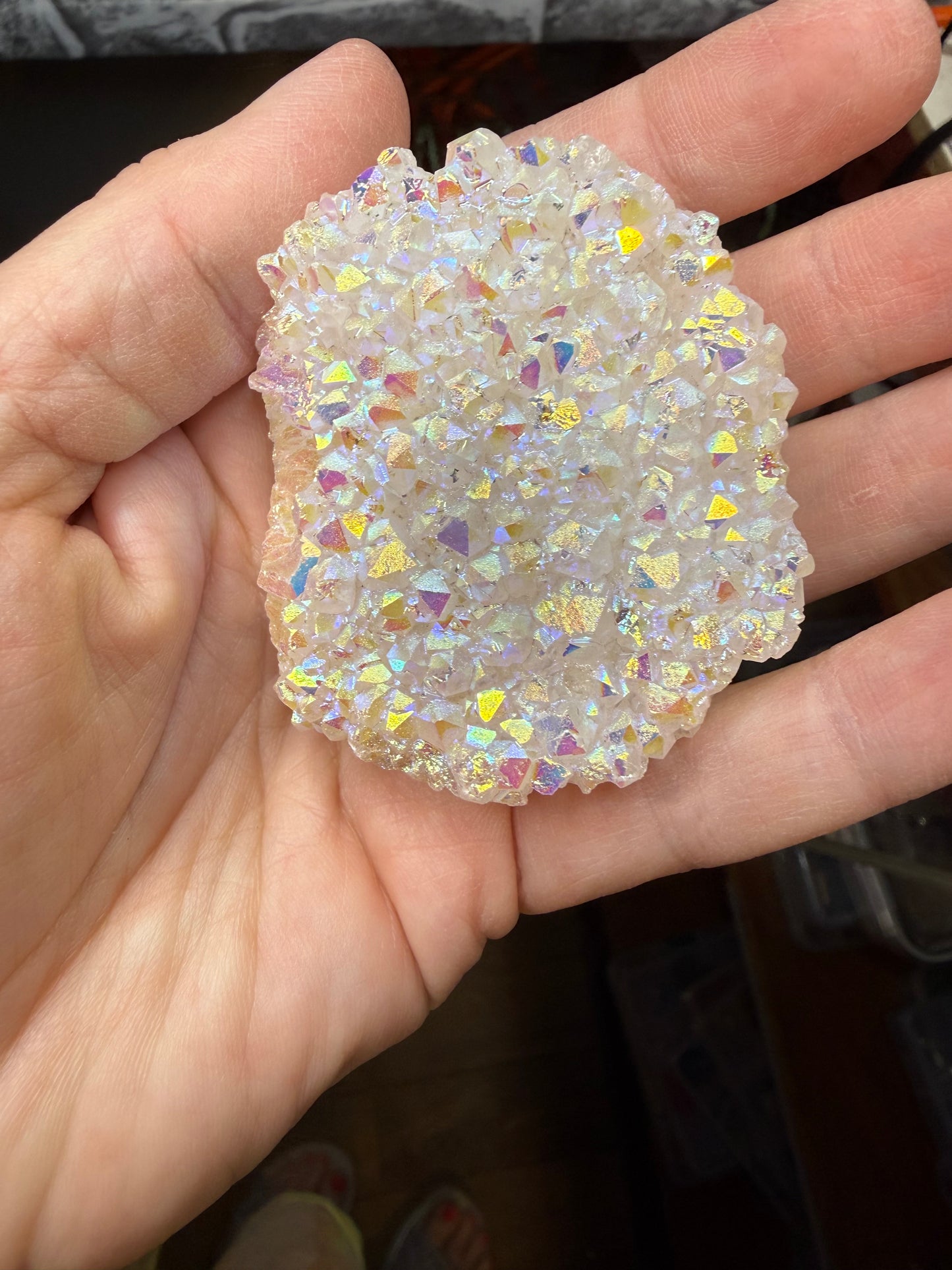 Raw Angel Aura Quartz Crystal Cluster White
