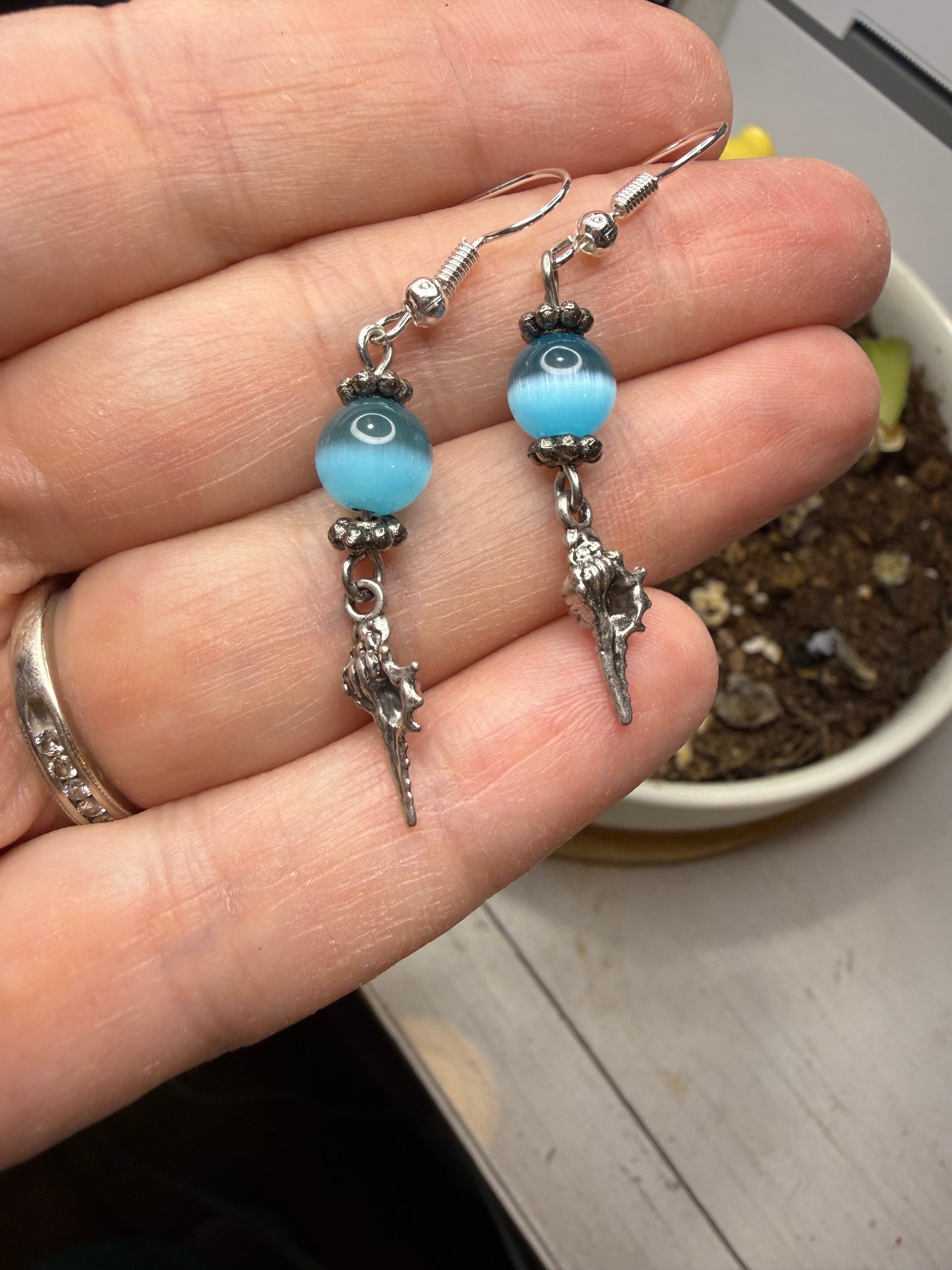Small Silver Shell Earrings
