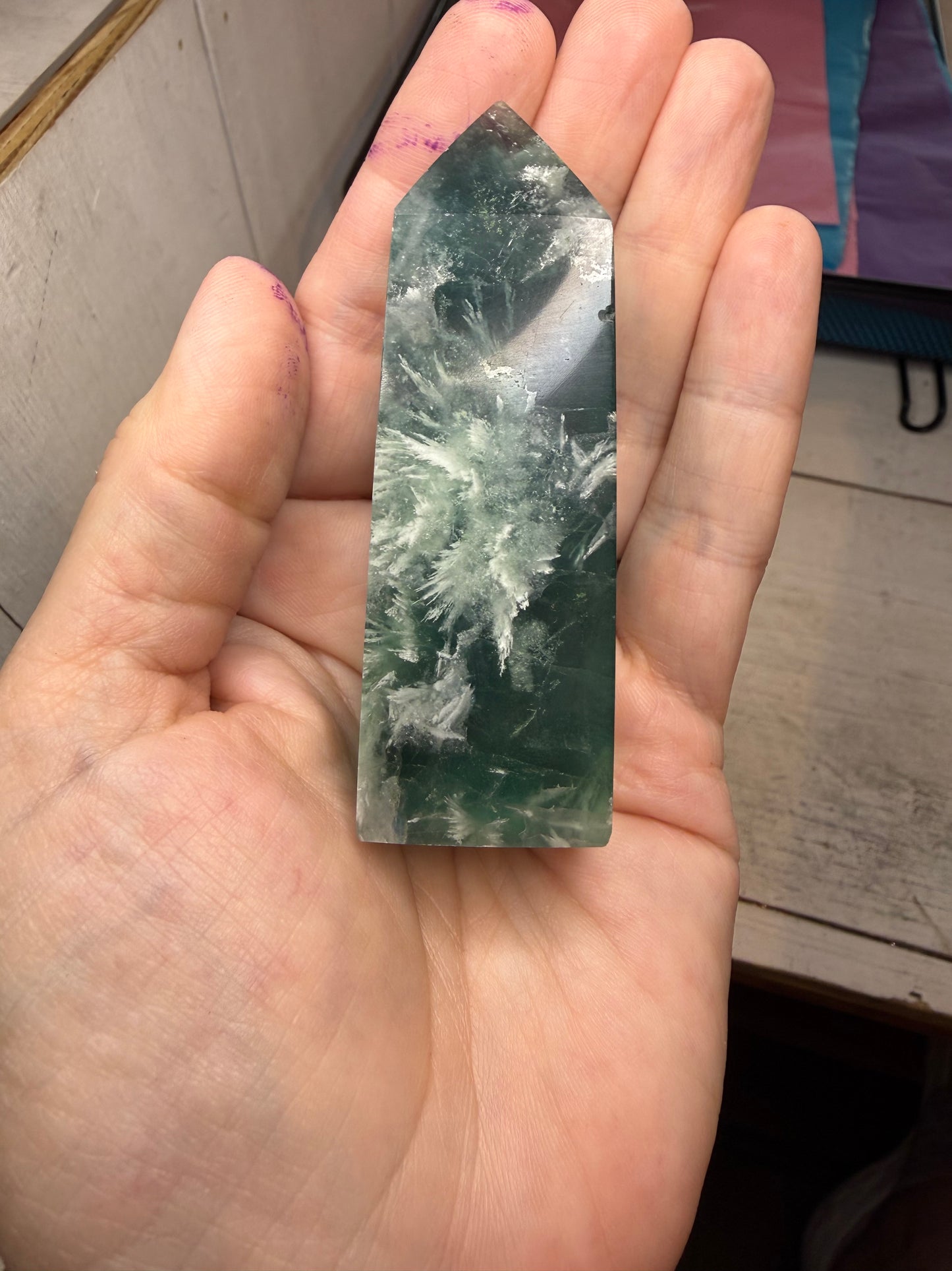 Feather Fluorite Tower Blue Green