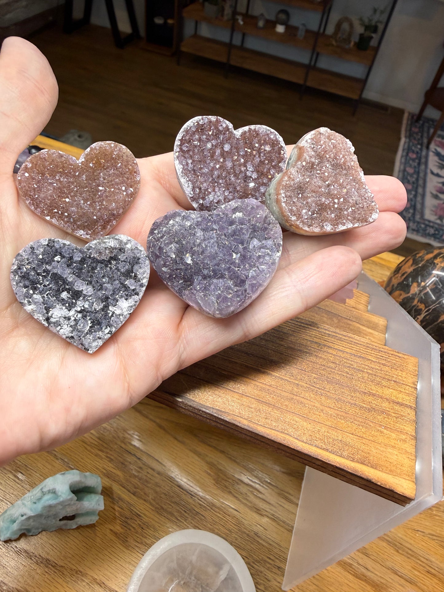 Amethyst Druzy Hearts
