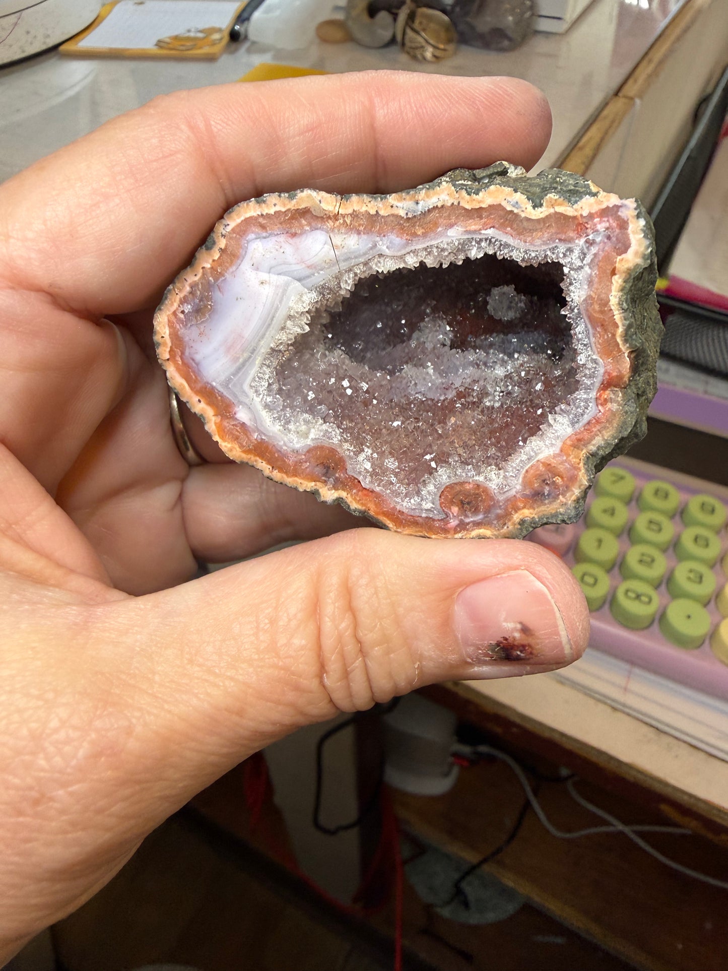 Pink Amethyst Chalcedony Geode Crystal
