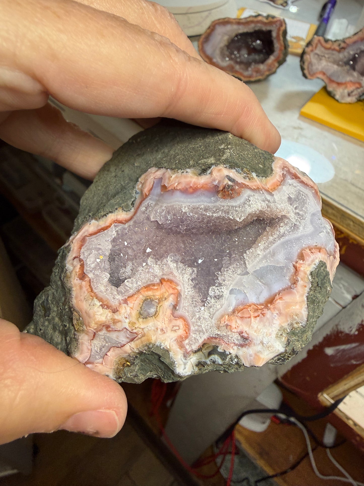 Pink Amethyst Chalcedony Geode Crystal