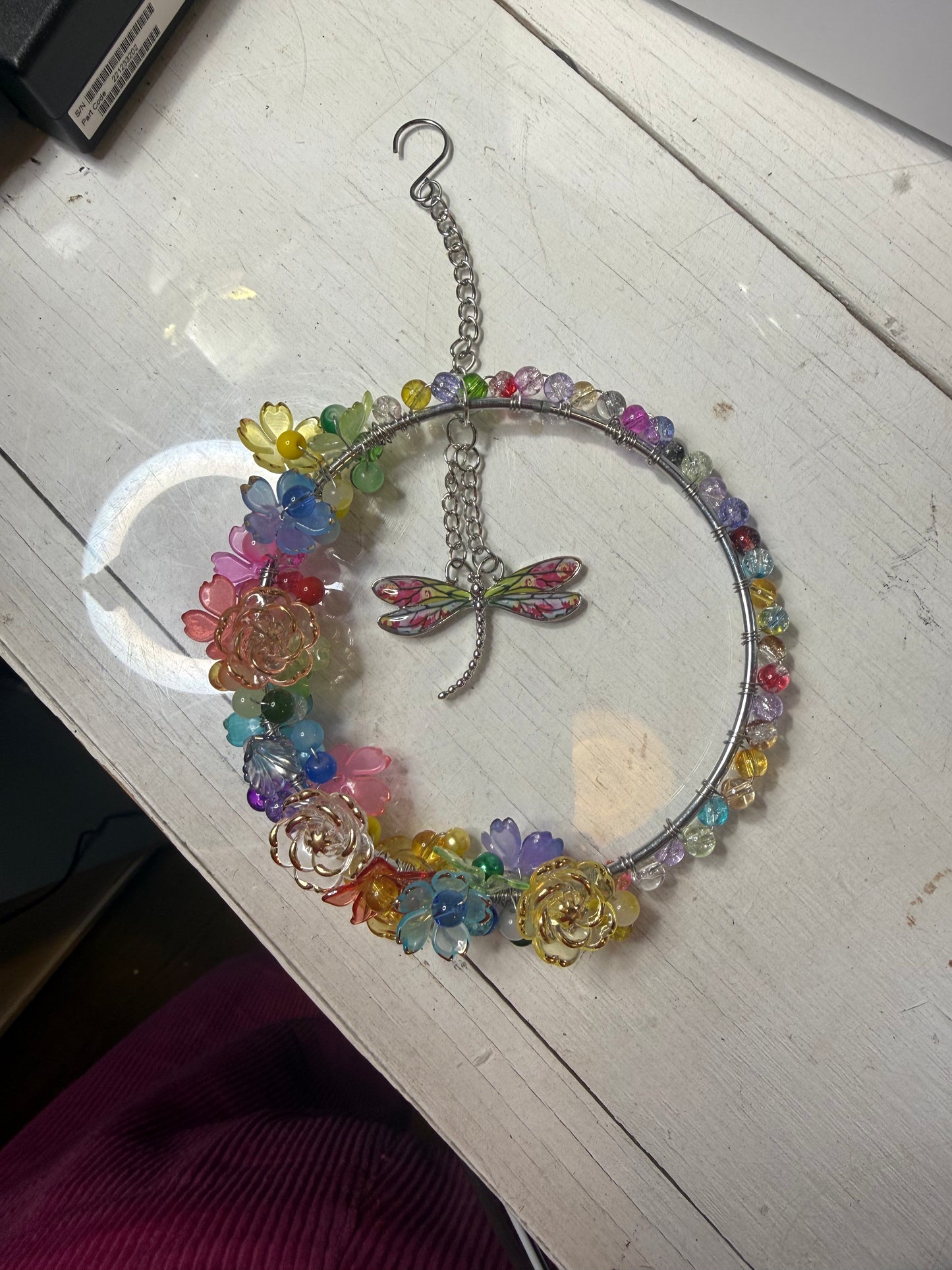Suncatcher with Flowers and Dragonfly