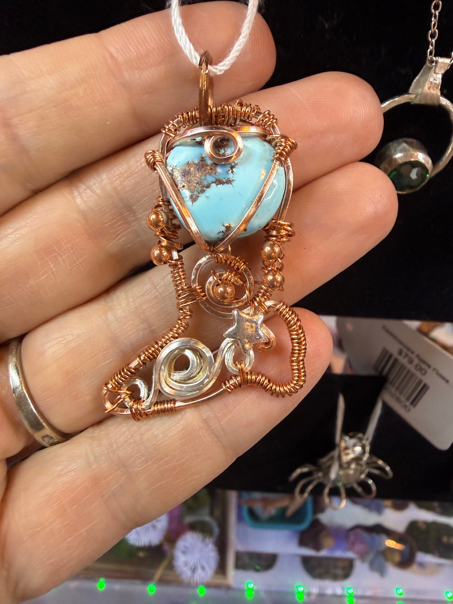 Golden Hills Turquoise Boot Copper Pendant Jewelry Necklace