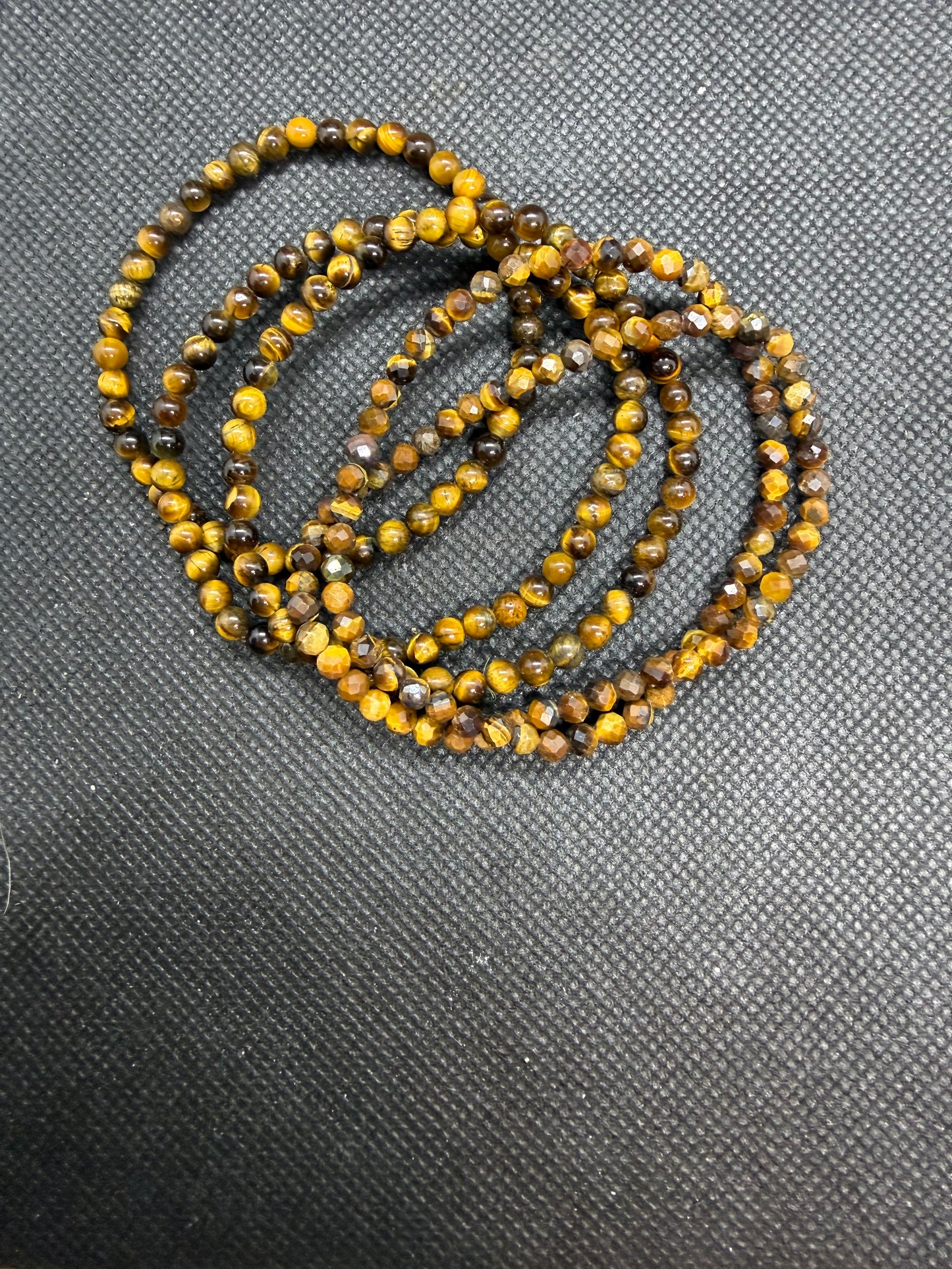 Brown Tiger Eye Crystal Beaded Elastic Bracelets