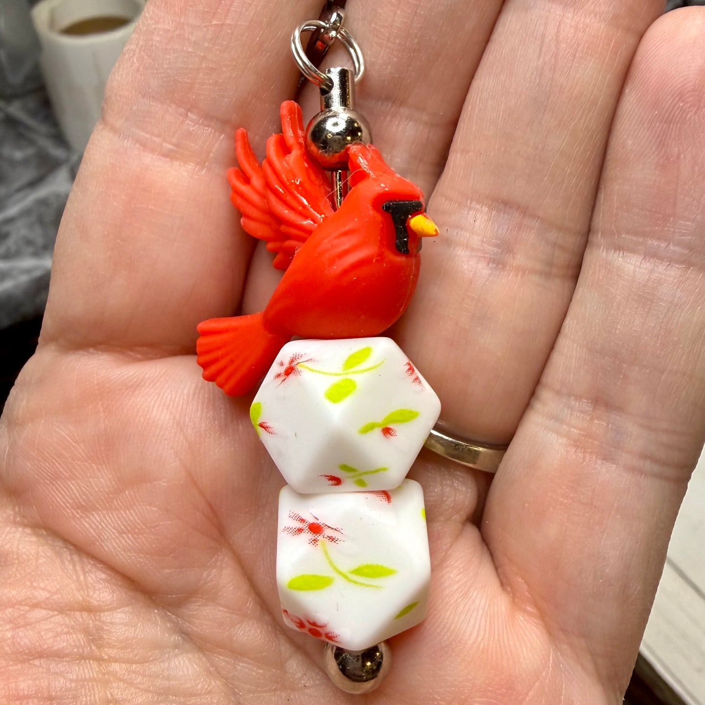 Cardinal Beaded Bag Charm