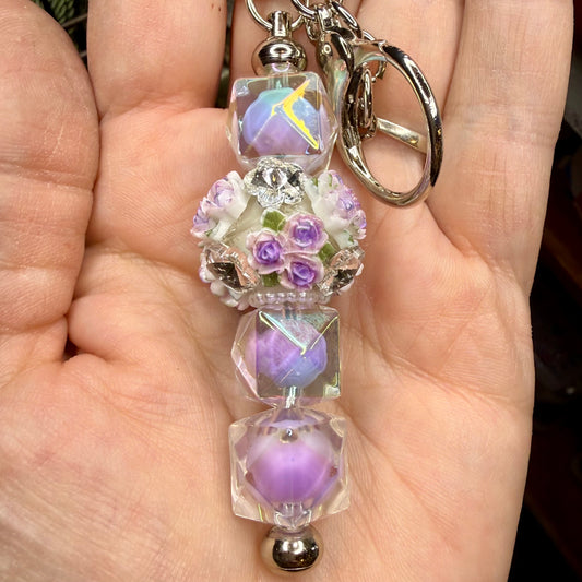 Purple Floral Keychain