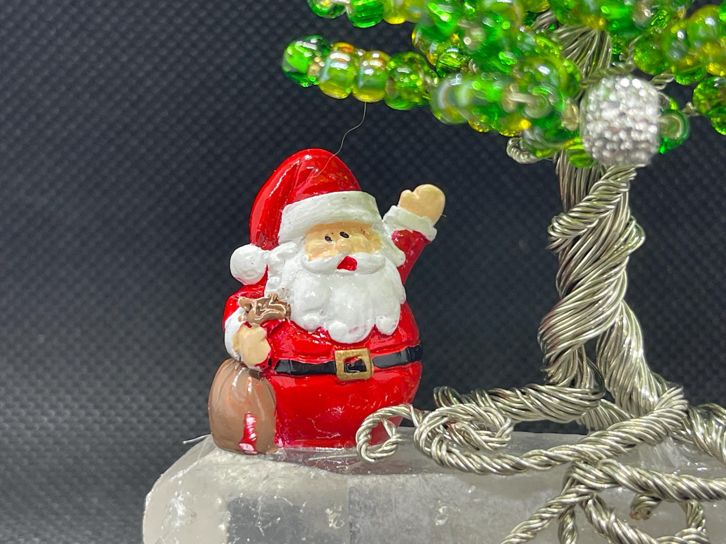 Wire Tree on Quartz with Santa