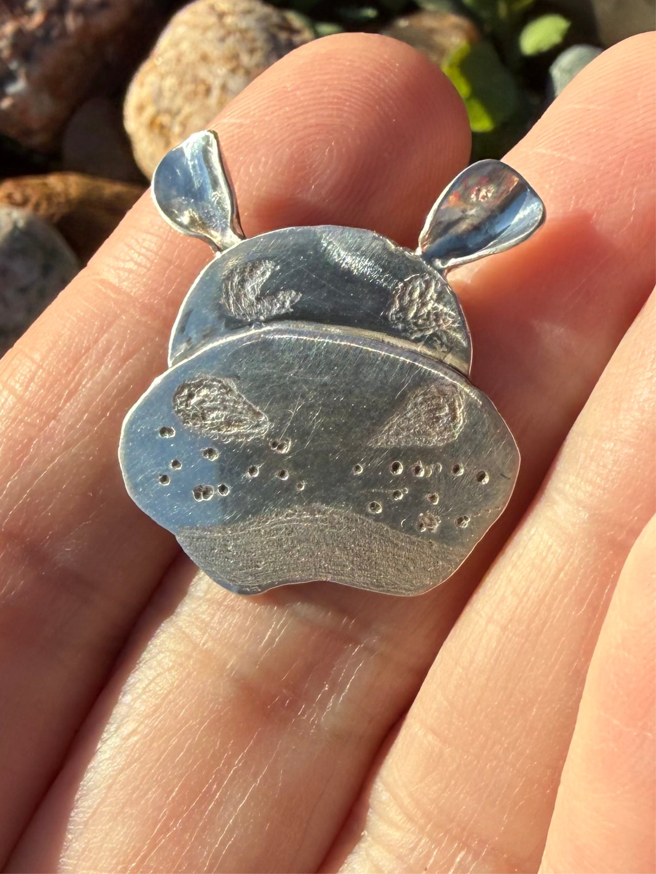 Sterling Silver Handcrafted Hippo Pendant Bracelet