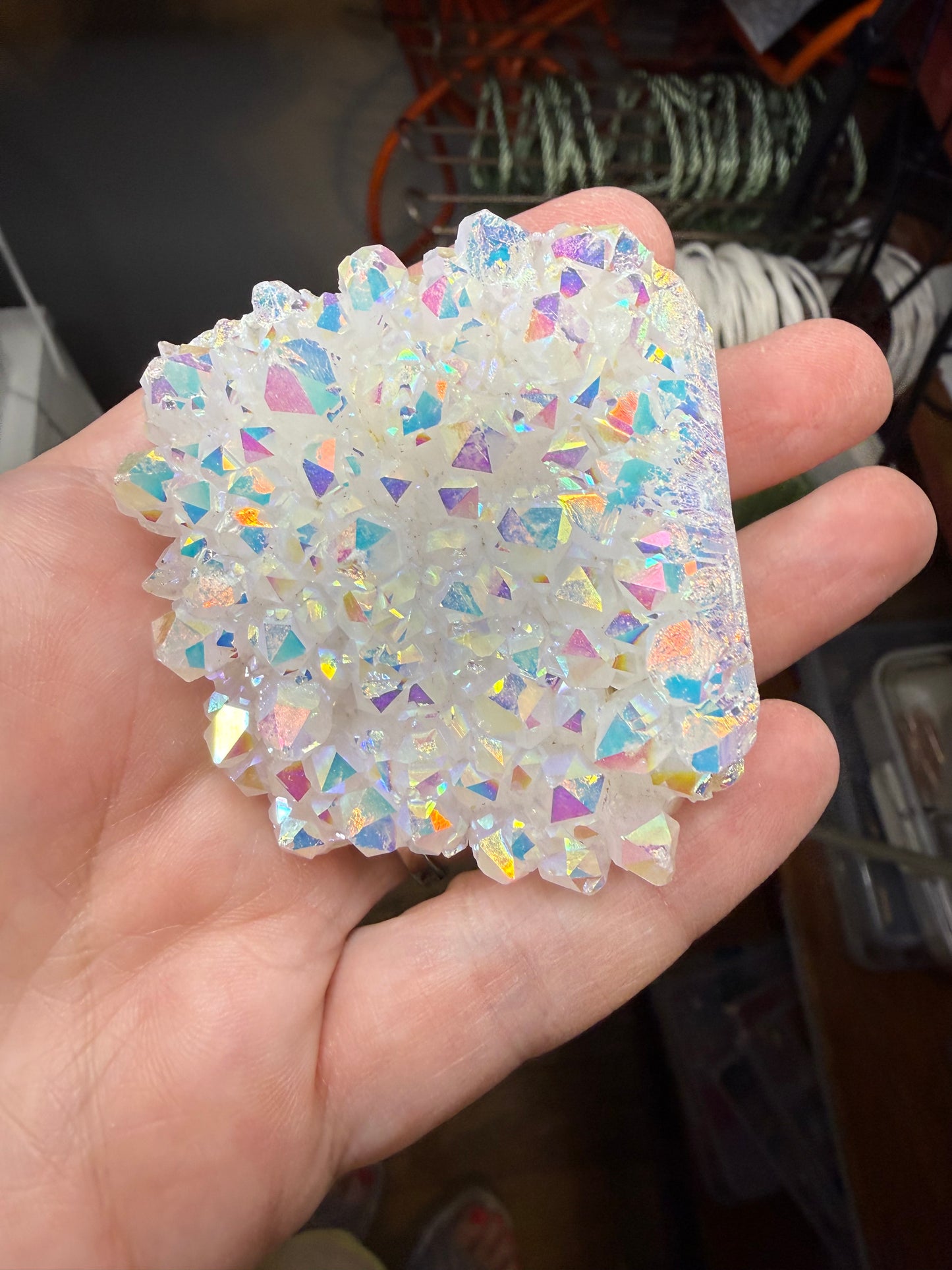 Raw Angel Aura Quartz Crystal Cluster White