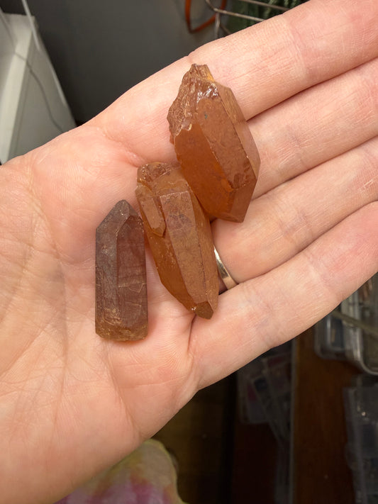 Raw Tangerine Quartz Point Crystal Orange
