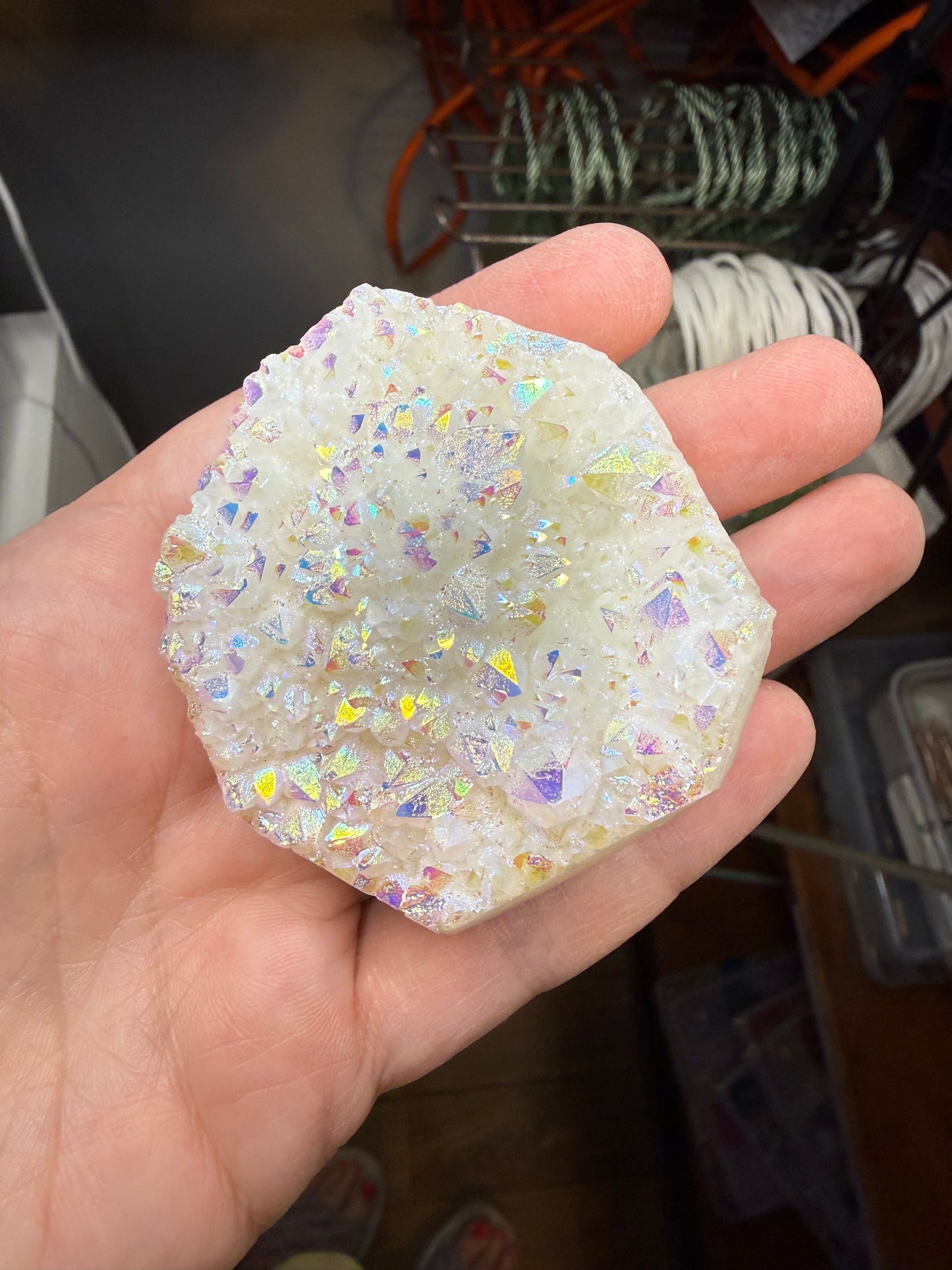 Raw Angel Aura Quartz Crystal Cluster White