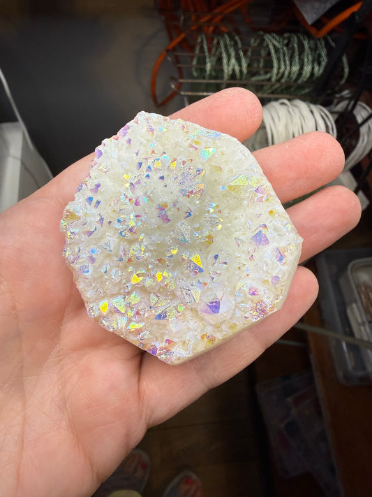 Raw Angel Aura Quartz Crystal Cluster White
