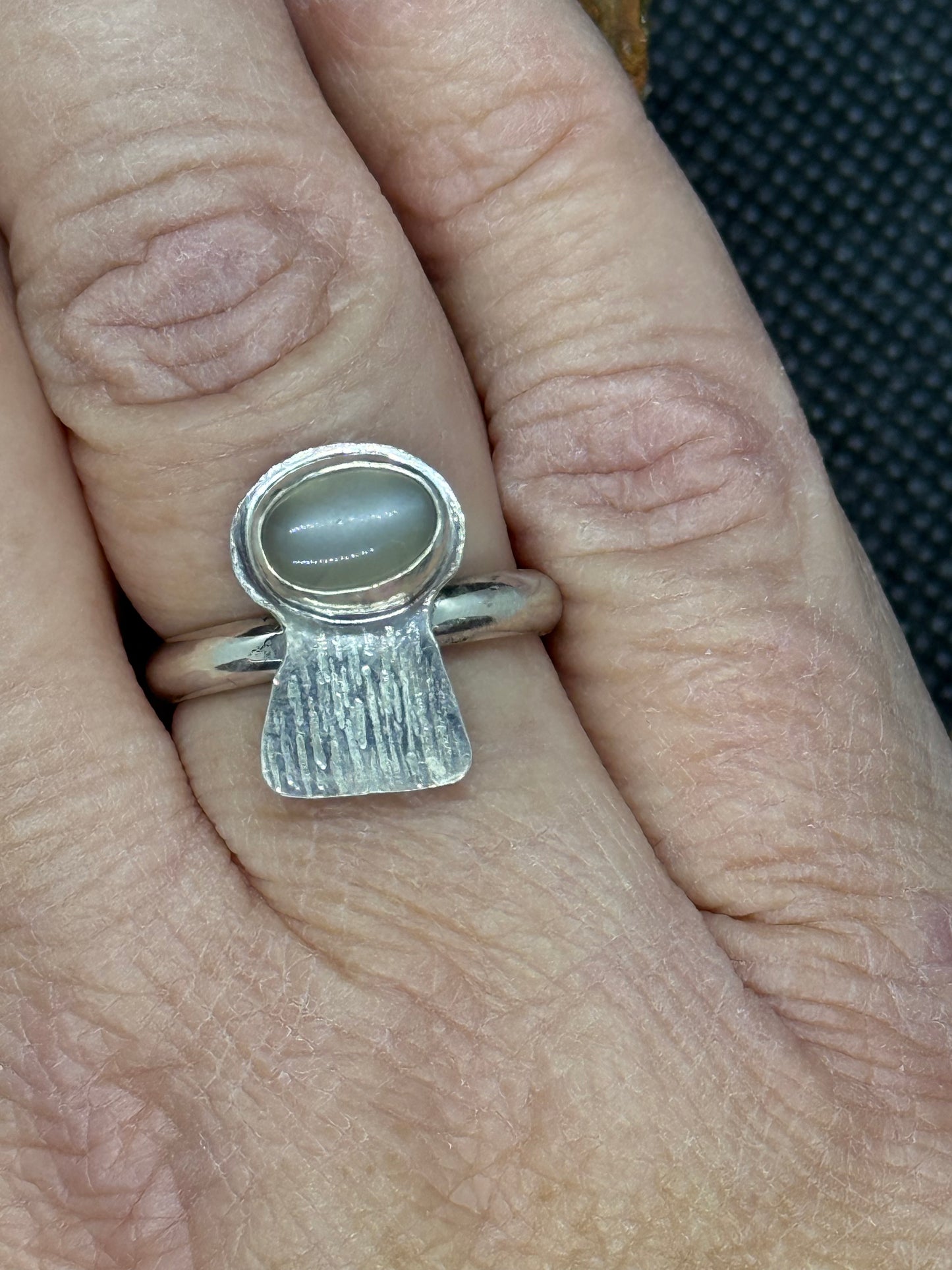 Grey Moonstone Sterling Silver Mushroom Ring