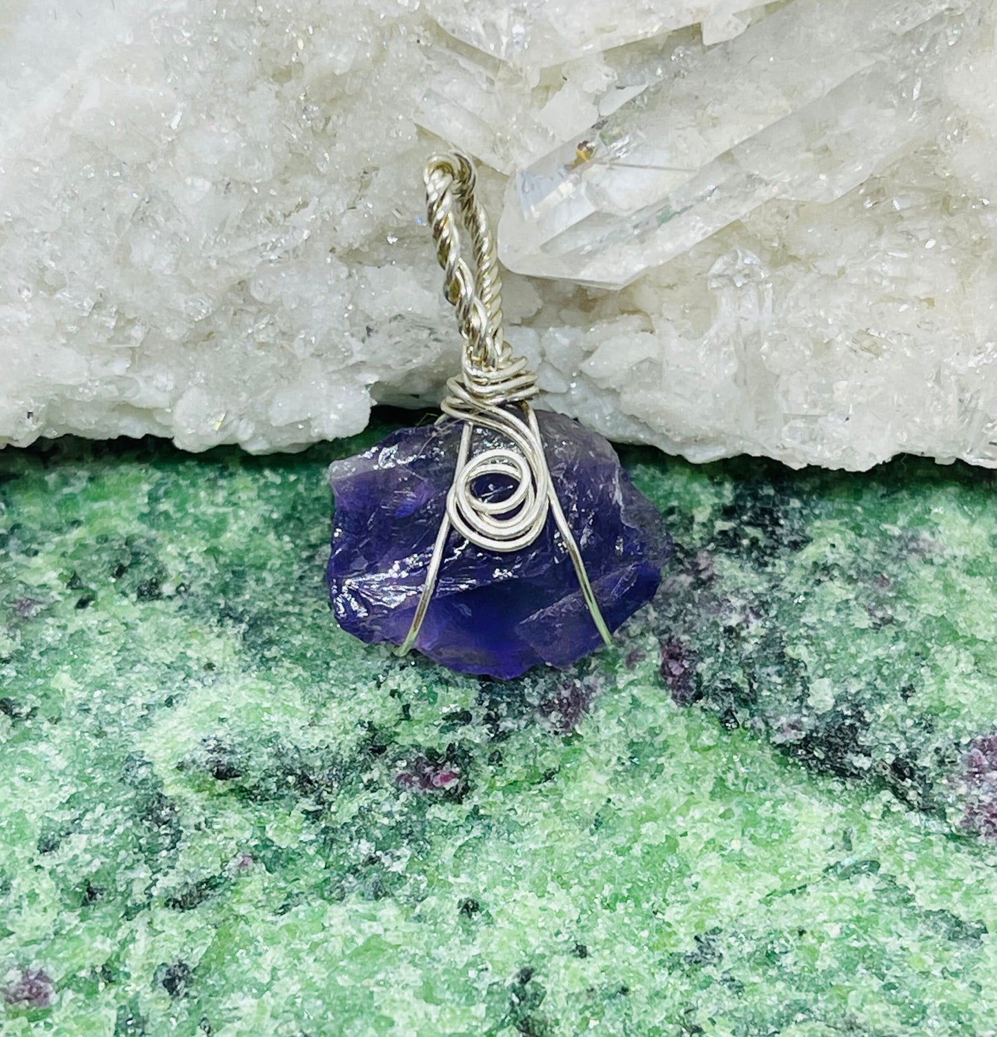 Juicy Raw Amethyst Pendant in Sterling Silver