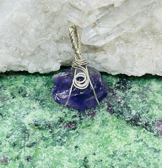 Juicy Raw Amethyst Pendant in Sterling Silver