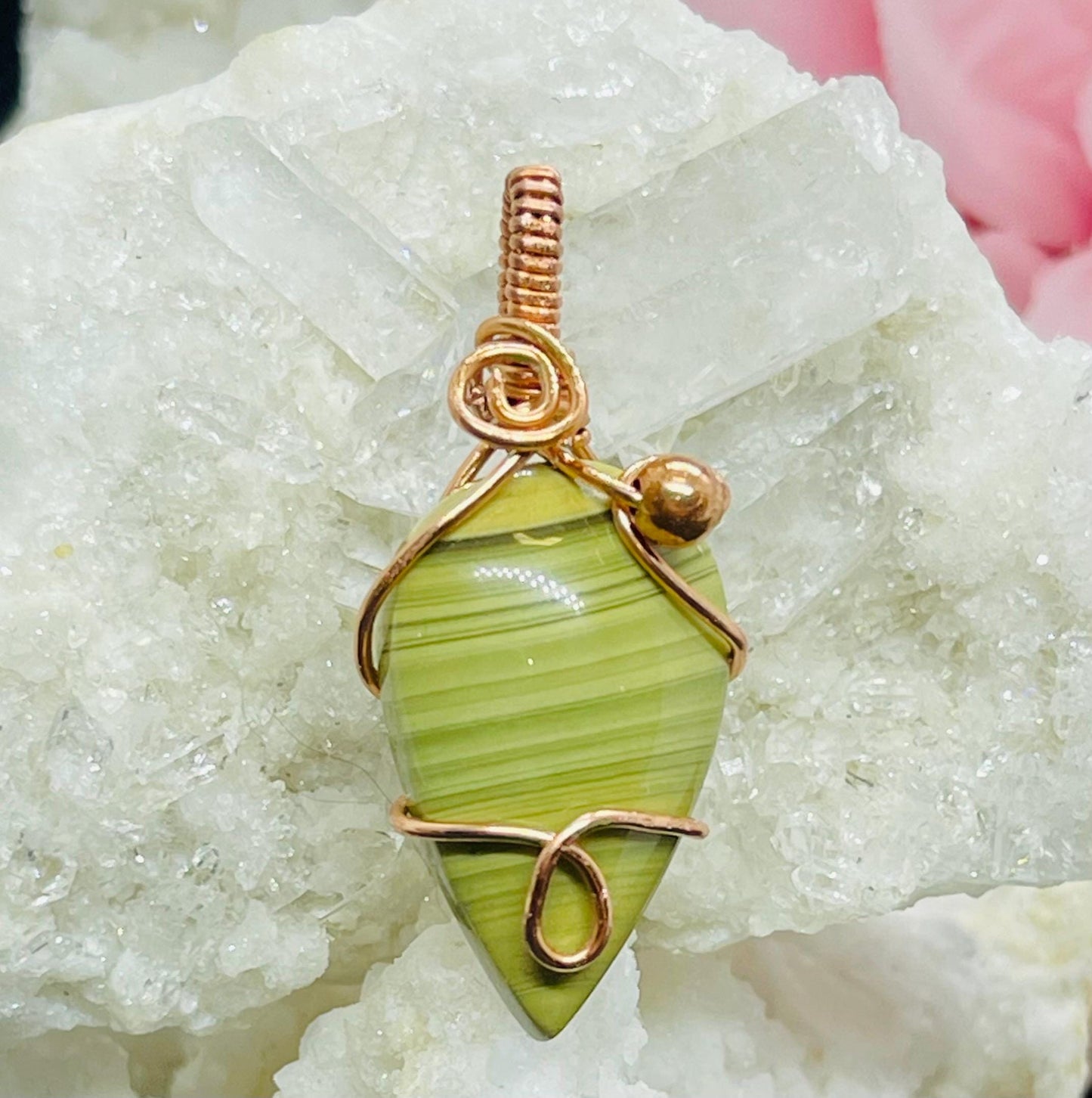 Blue Mountain Jasper Crystal Pendant Wire Wrapped in Copper Jewelry Necklace Gift