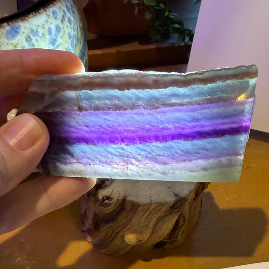 Medium Fluorite Crystal Slab Pink Purple Blue