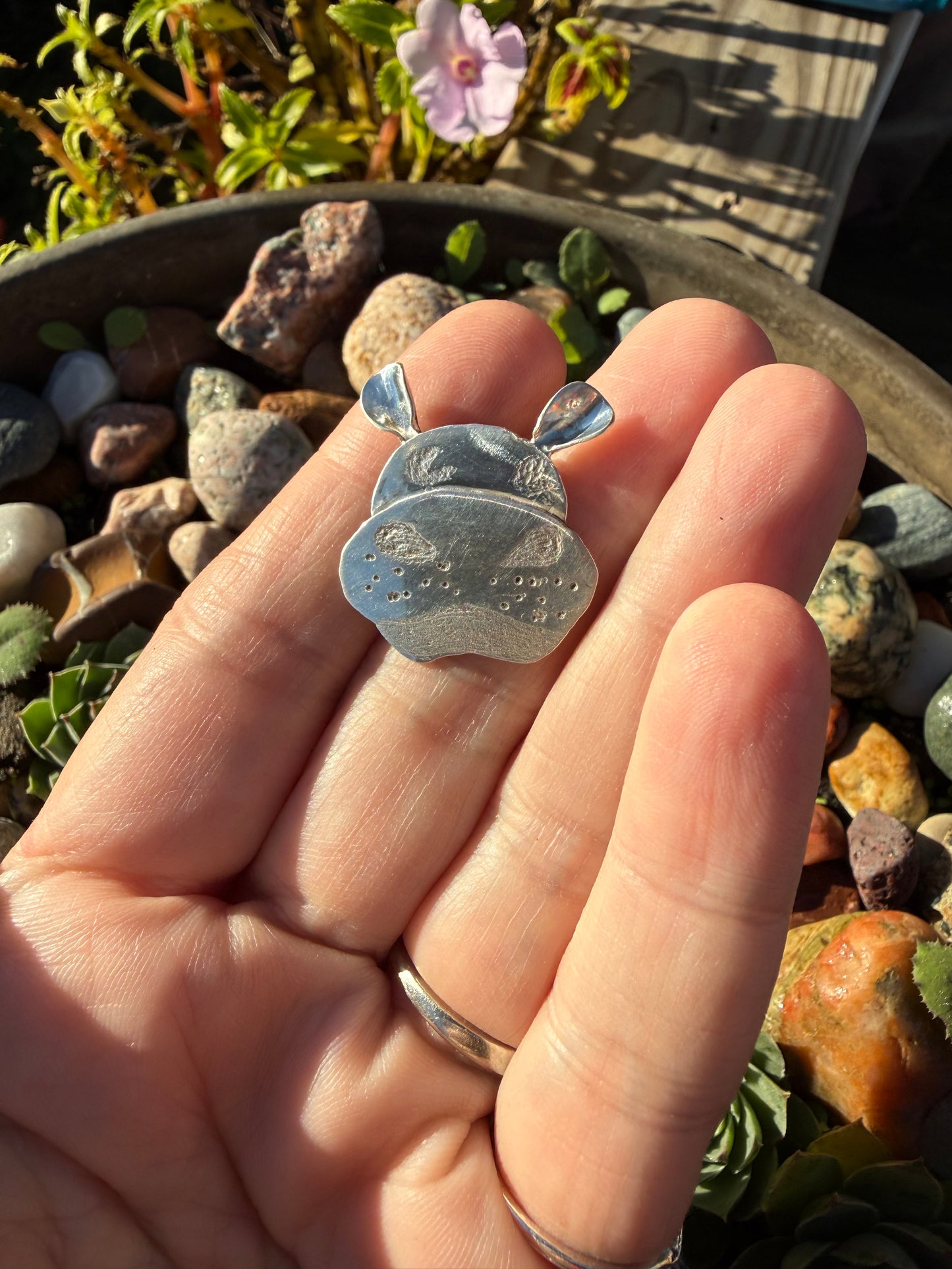 Sterling Silver Handcrafted Hippo Pendant Bracelet