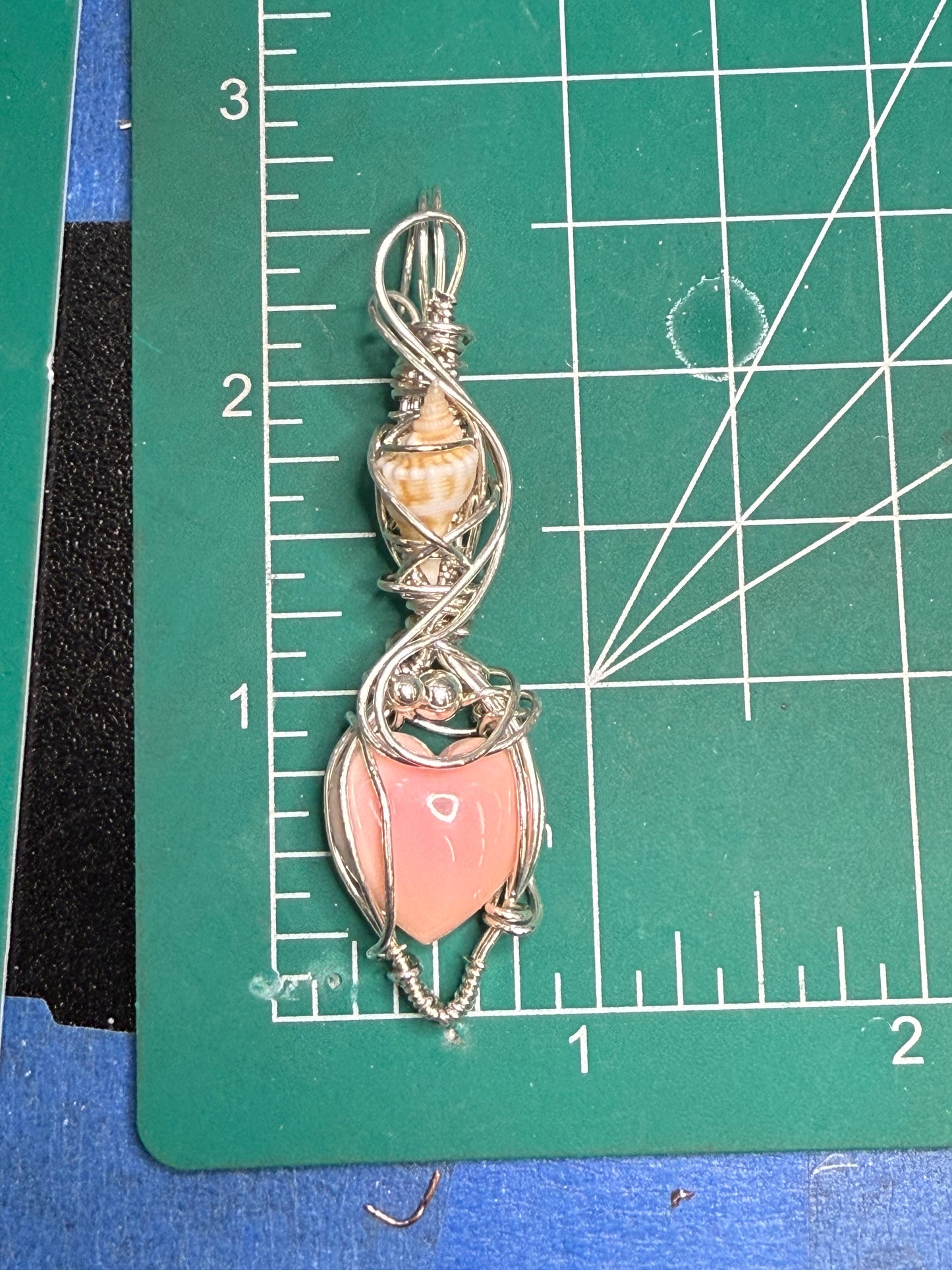 Conch Shell Heart w Natural Shell in Sterling Silver Necklace Pendant Gift Jewelry