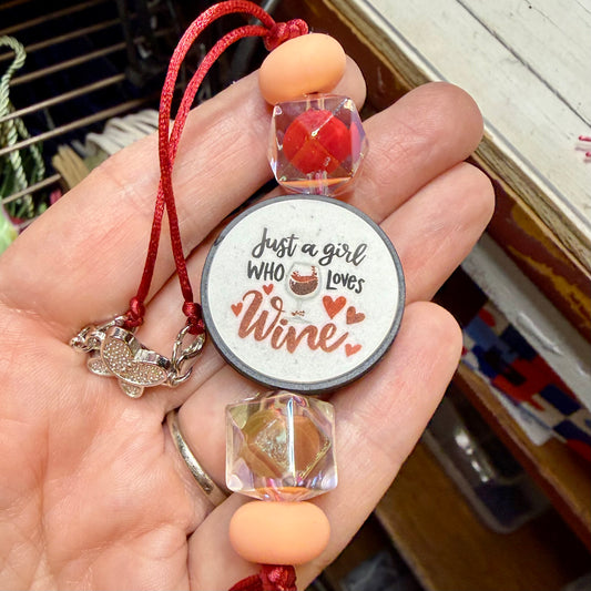 Just A Girl Who Love Wine Car Charm Companion w Magnet