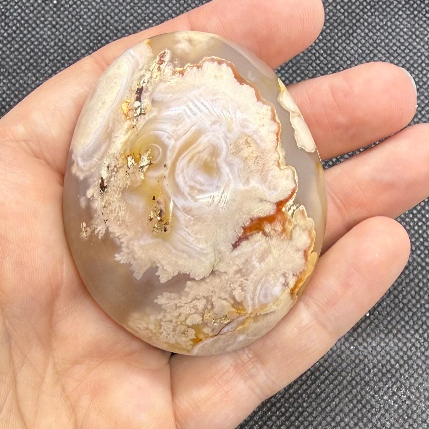 Flower Agate Large Palm Crystal