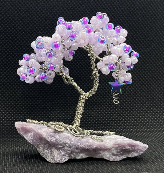 Mini Wire Tree with Star on Lepidolite Crystal