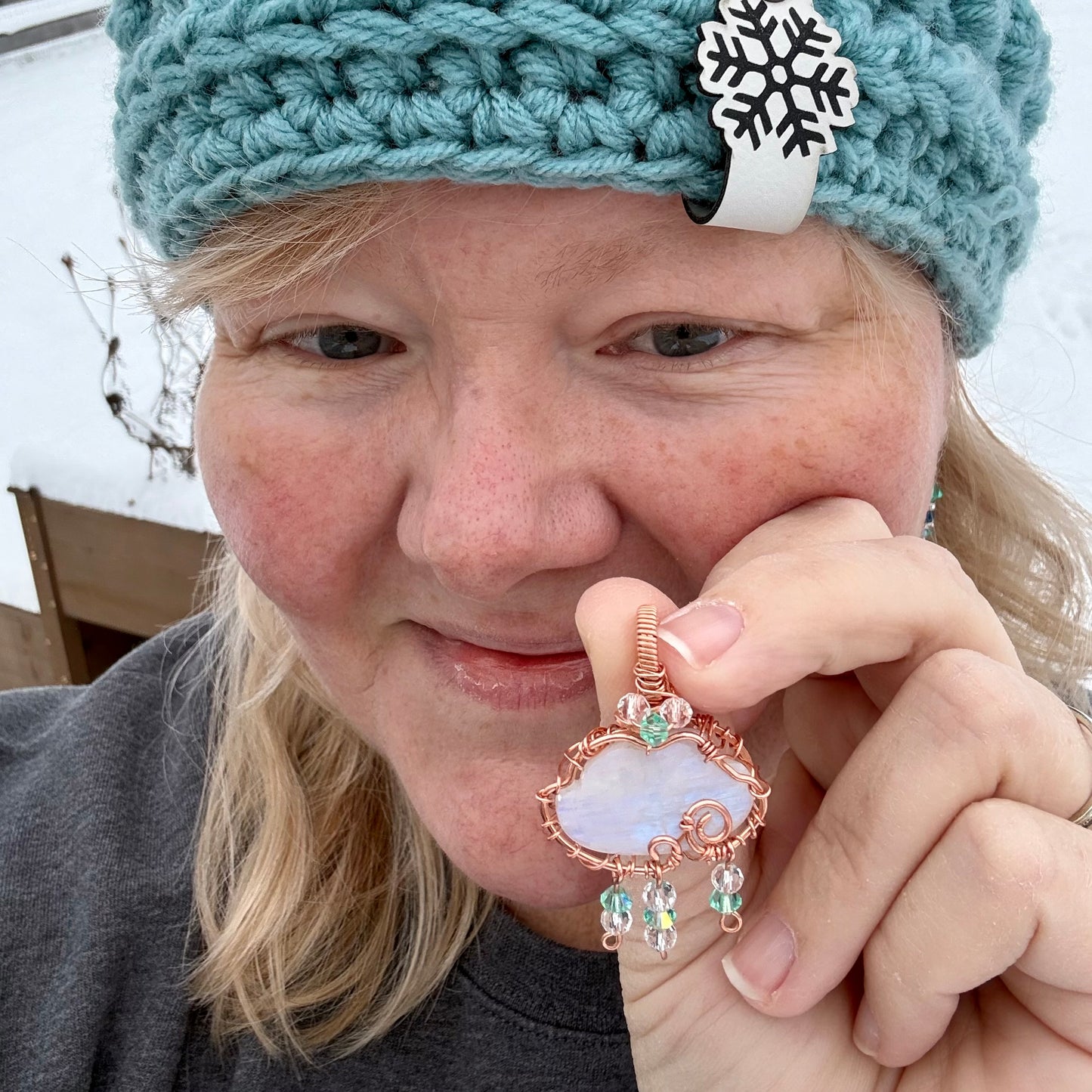 Moonstone Cloud in Copper with Glass Bead Accents