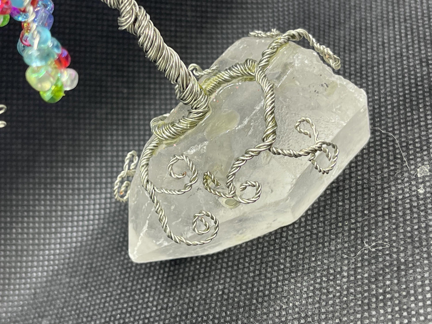 Handmade Wire Tree with Stars on Quartz Crystal