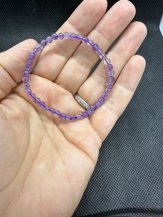Purple Amethyst Crystal Beaded Elastic Bracelets