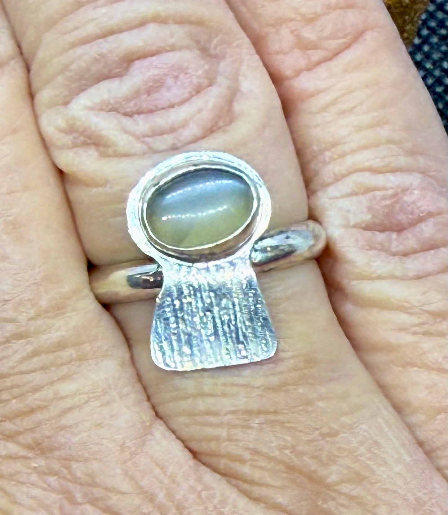 Grey Moonstone Sterling Silver Mushroom Ring