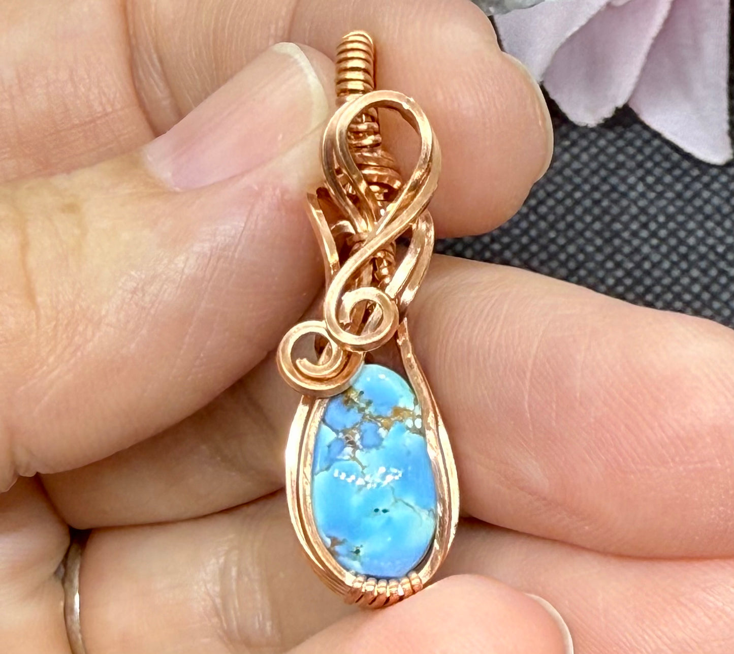 Golden Hills Turquoise Mini Pendant Necklace in Copper Jewelry Gift