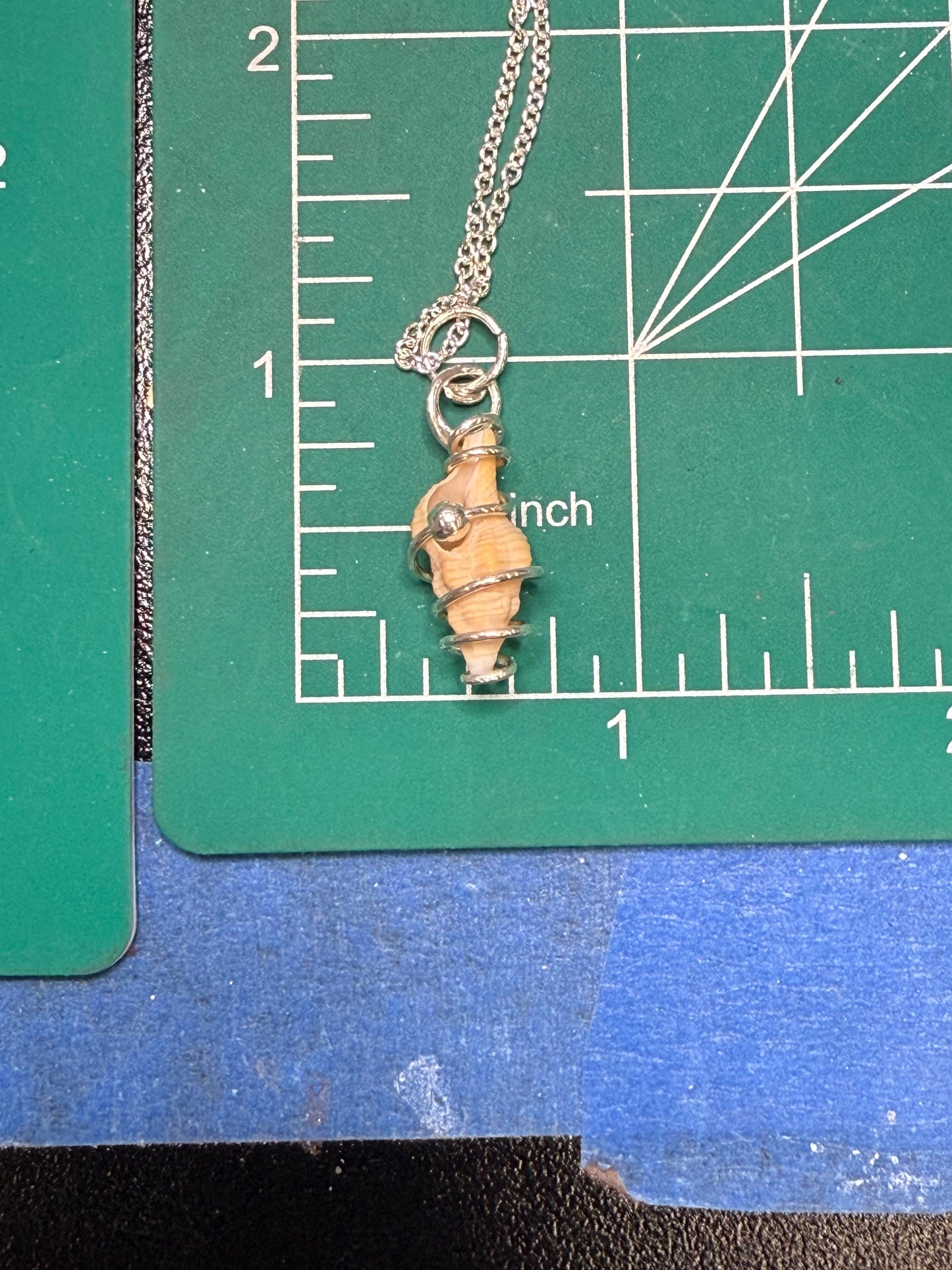 Mini Conch Shell Necklace in Sterling Silver w Accent Bead on 20” Sterling Chain Jewelry Pendant Gift