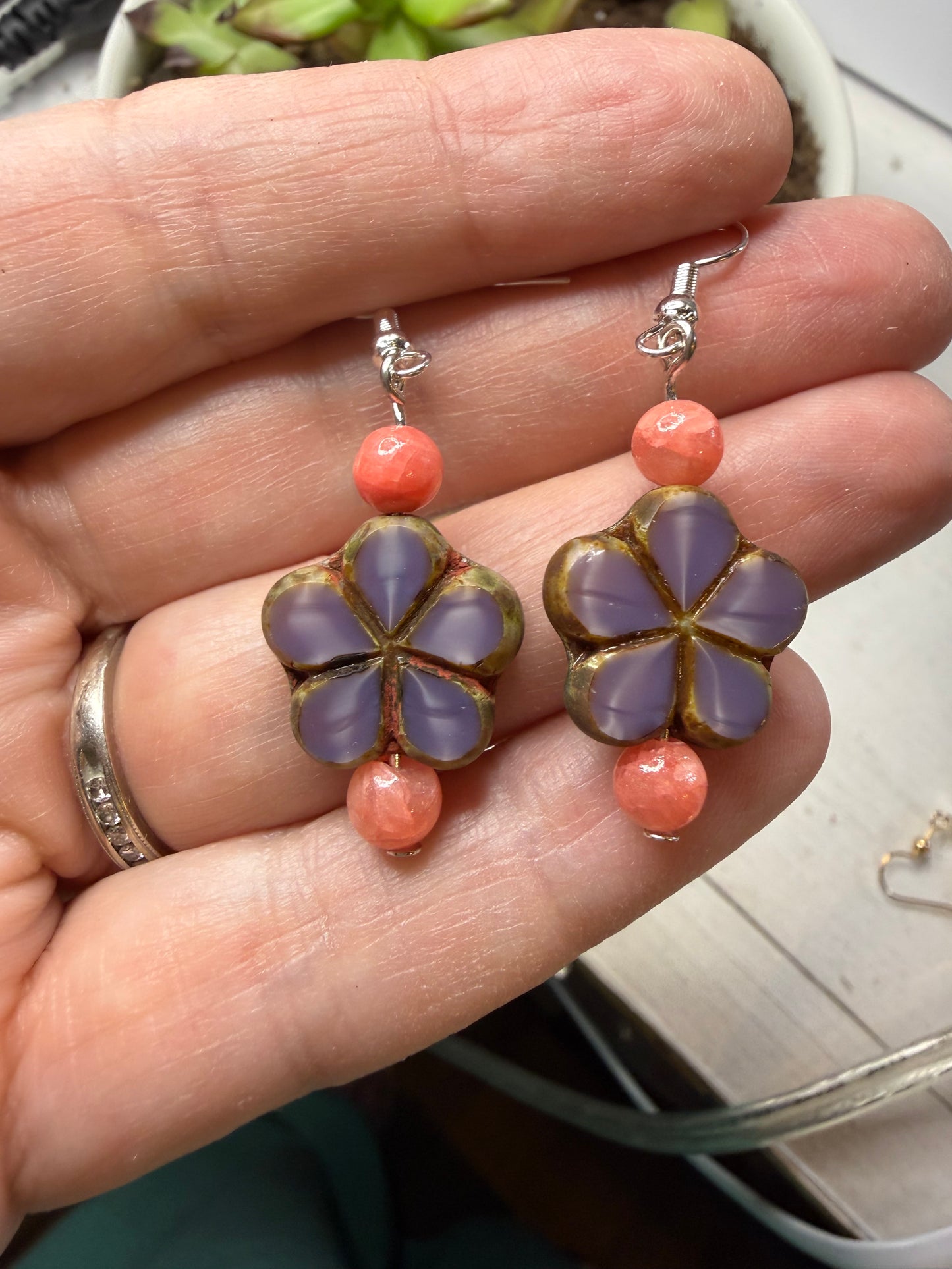 Purple Tropical Flower Earrings