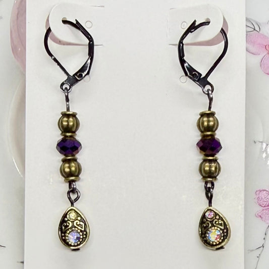 Black Wire w Purple Bead & Antique Drop