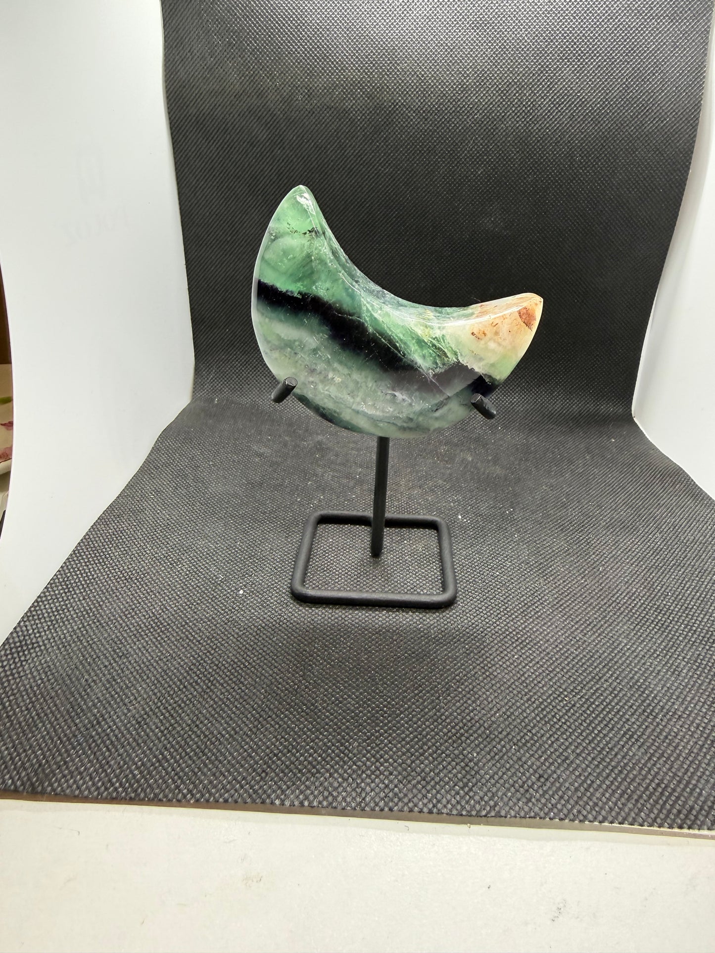 Fluorite Crystal Moon w Stand