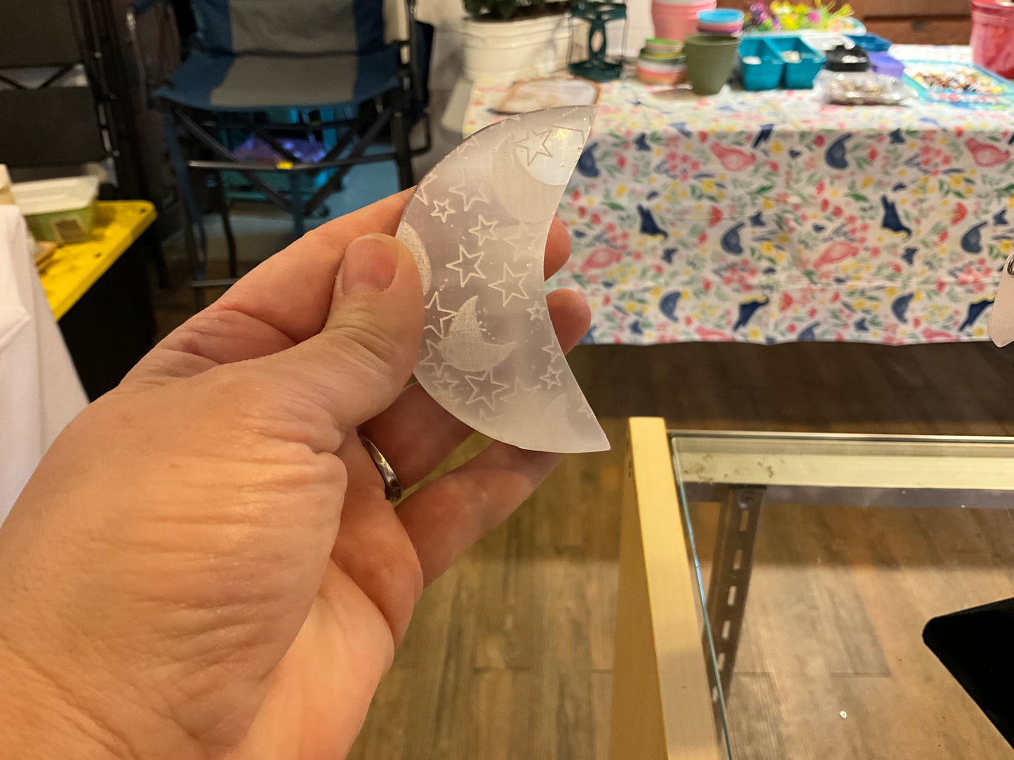 Carved Selenite Crescent Moon