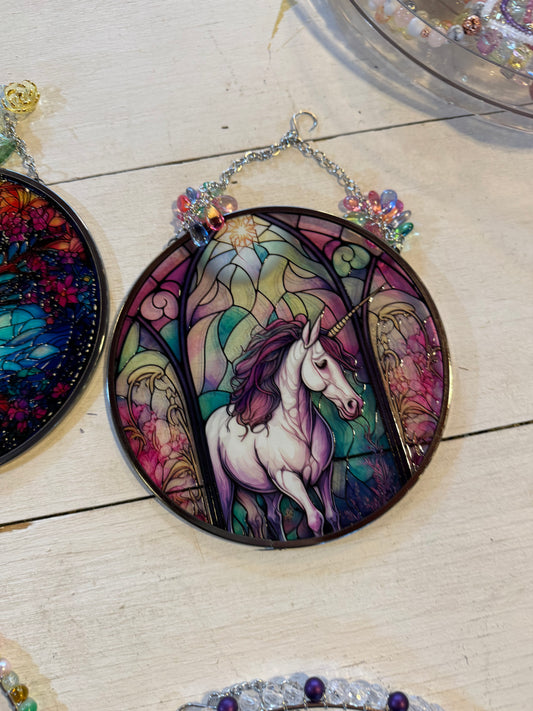 Glass Unicorn Suncatcher