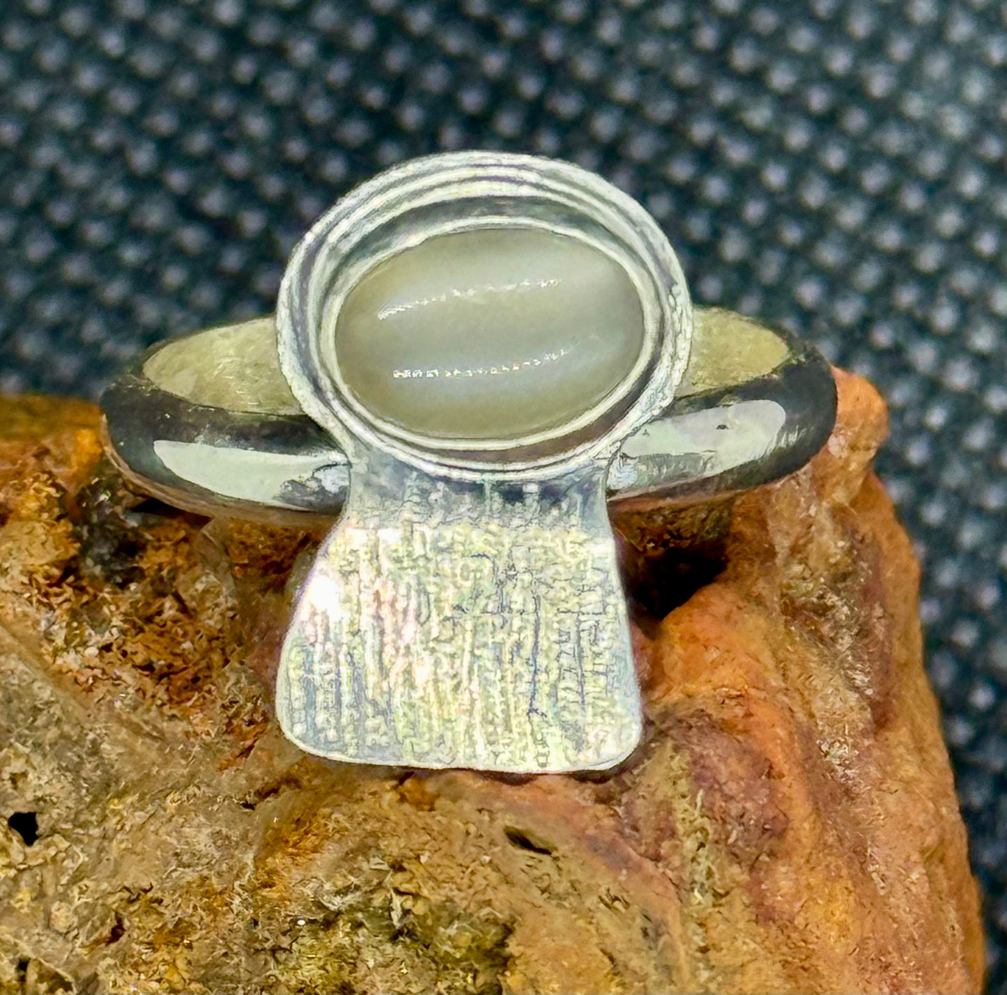 Grey Moonstone Sterling Silver Mushroom Ring