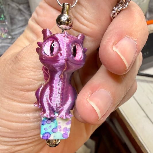 Purple & Green Baby Dragon Bag Charm